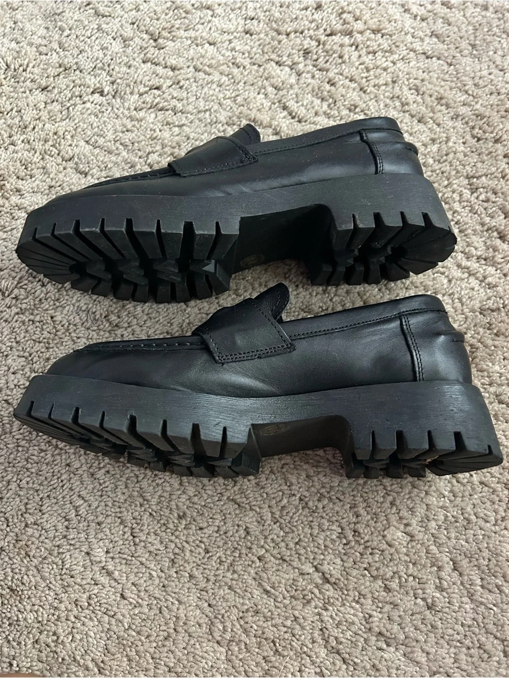 Steve Madden Black Lug Sole Penny Loafers